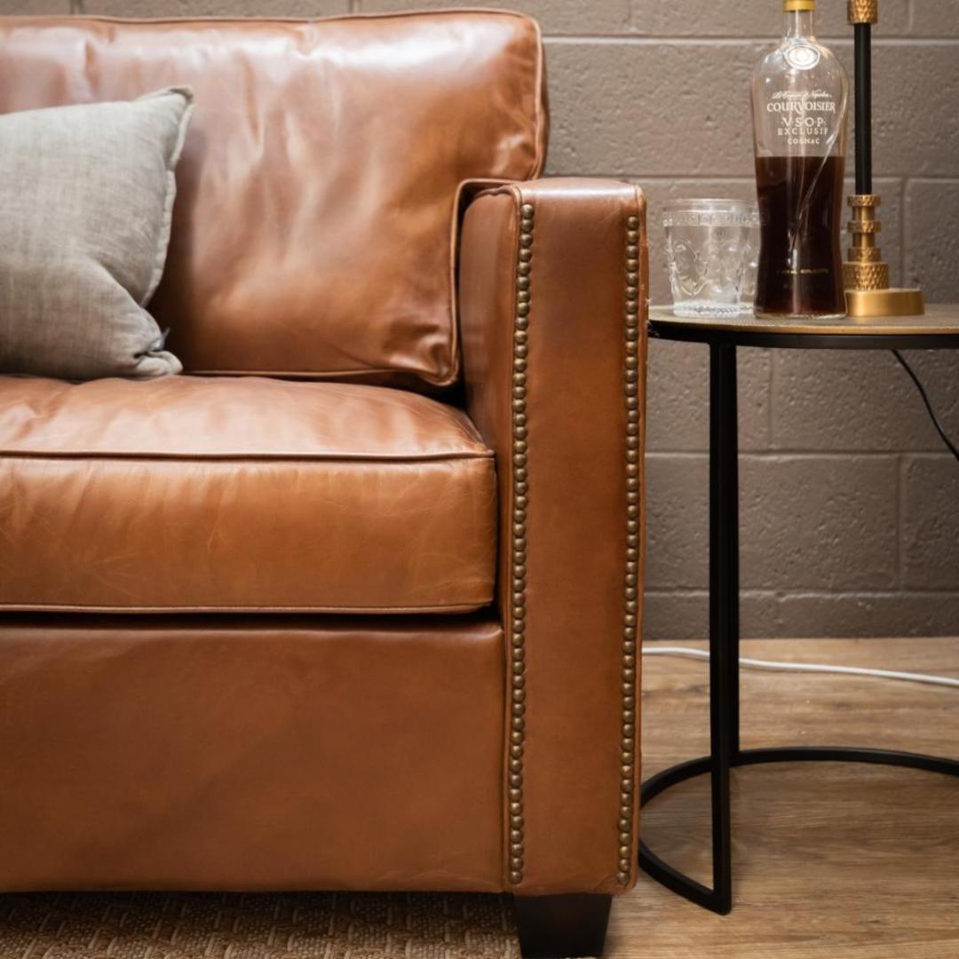Madison Aged Full Grain Leather 2 Seater Brown image 3